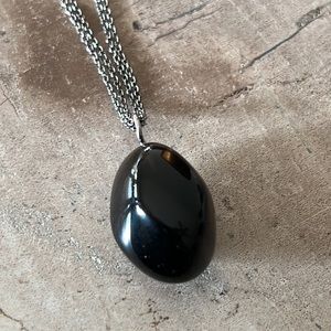 Emporio Armani 925 sterling silver double chain onyx necklace rare